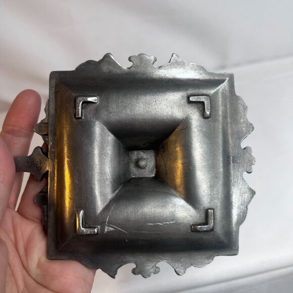 Antique Pewter French Candle Chamberstick w/ Hand Holder Victorian Style - Picture 7 of 9